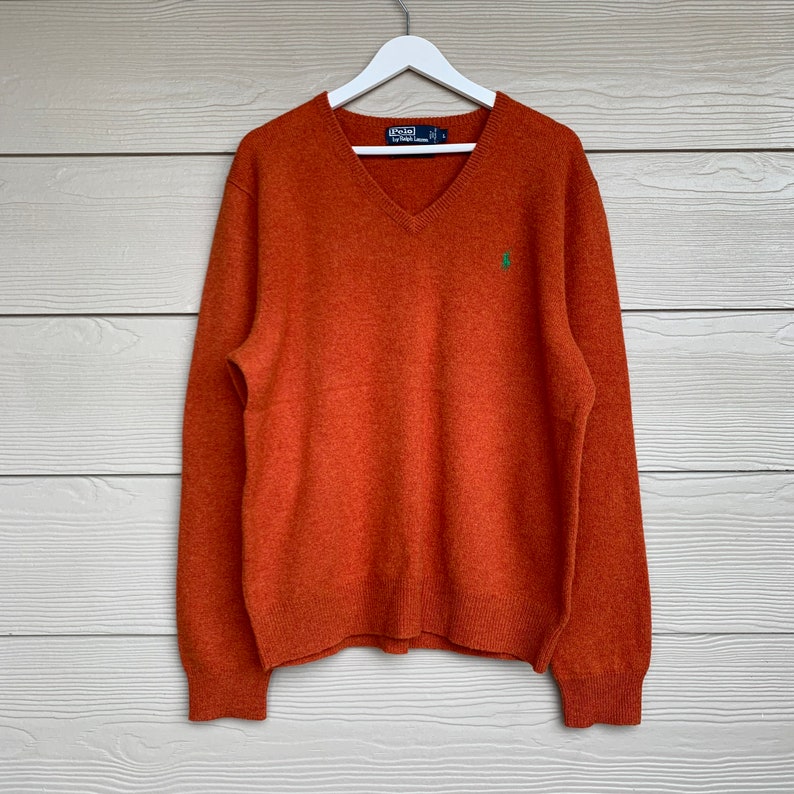 RALPH LAUREN POLO Sweater Orange Lambswool Knit Vintage 90s | Etsy