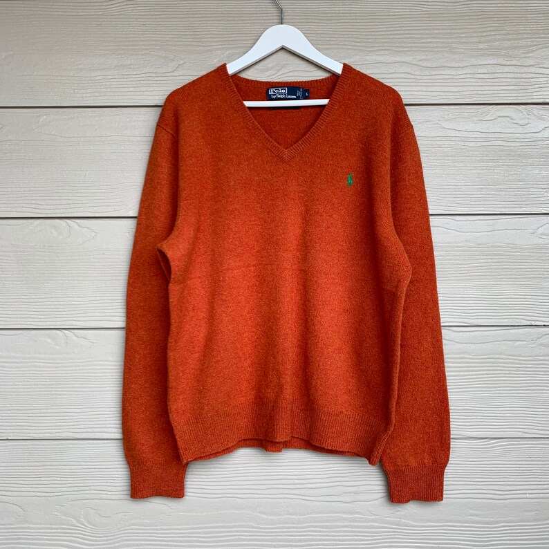 RALPH LAUREN POLO Sweater Orange Lambswool Knit Vintage 90s | Etsy