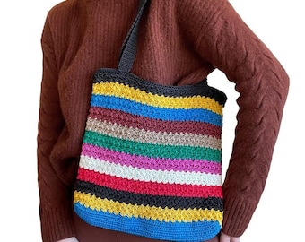 NWOT Rainbow Pride Woven Whicker Striped Beach Tote Bolso de hombro Monedero