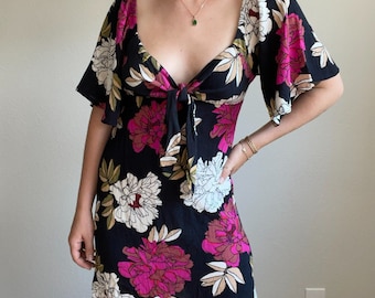 Billabong NWT Floral Tropical Off the Shoulder Beach Summer Mini Dress Sz M