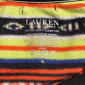 Lauren Ralph Lauren Neon Tribal Aztec Southwestern Fleece Quarter Zip Sz XL image 2