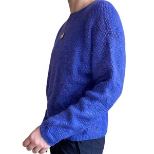 Vintage 80s Purple Rainbow Hand Knit Angora Lambswool Blend Retro Sweater Sz M image 7