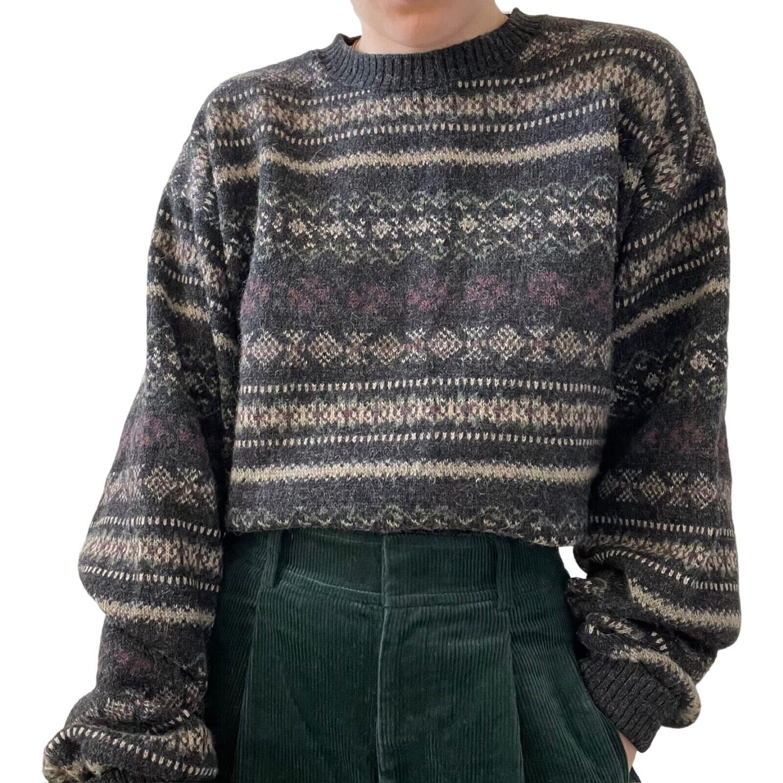 Vintage Mens J Crew Alpaca Preppy Fair Isle Christmas Sweater Made