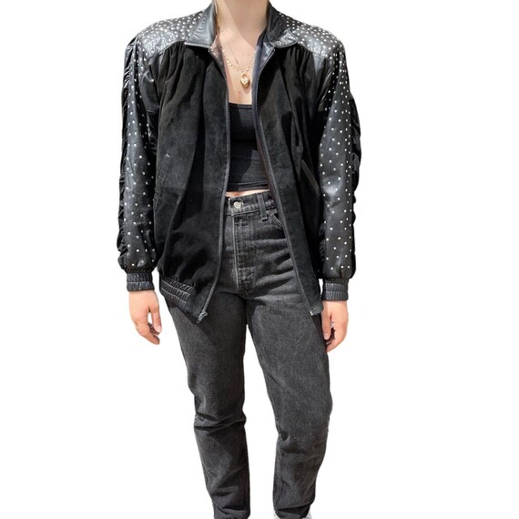 studded leather bomber