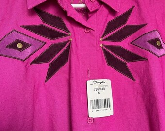 Haut Femme Western Wrangler Vintage Rose/violet Boutonné - Taille Large