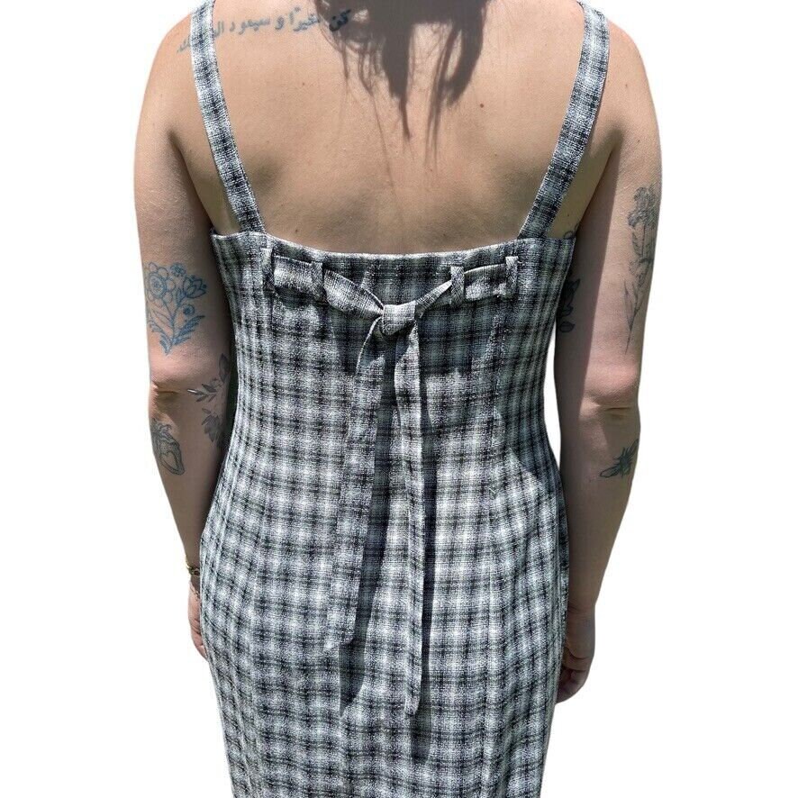Vintage 1990s Womens Black White Plaid Checkered A Line Modern Maxi Dress  Sz L - Etsy