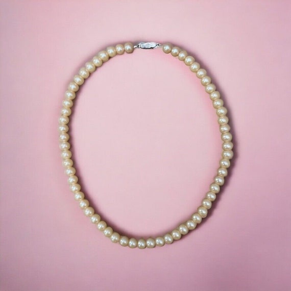 Vintage 1990s Faux Pearl White Choker Beaded Roma… - image 1