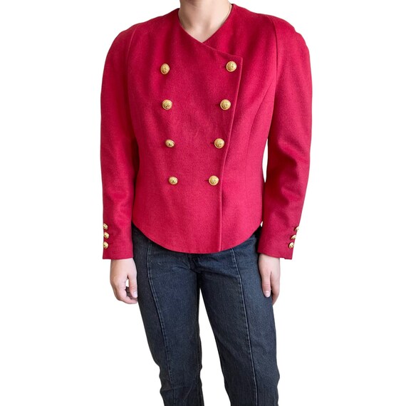 Women`s Vintage Louis Feraud Paris Blazer Red Cotton Size 36
