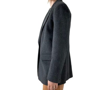 Vintage 90s Womens Charcoal Gray Cashmere Single Breasted Oversized Blazer Sz 12 image 7