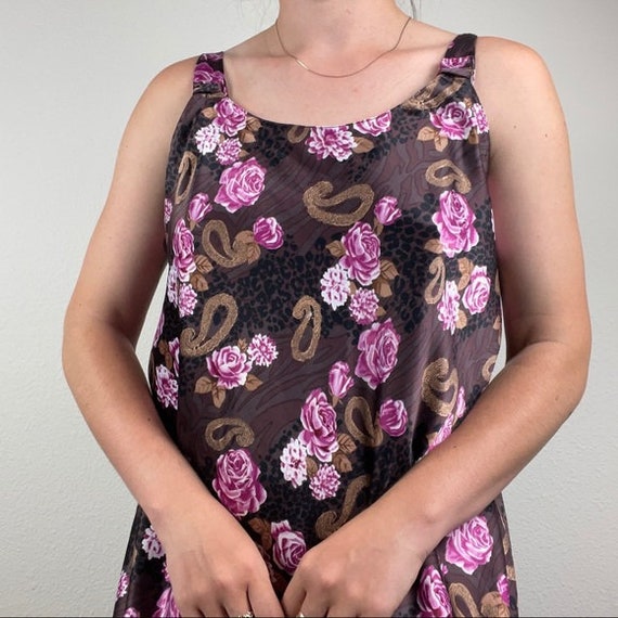 Vintage silk slip floral dress - image 6