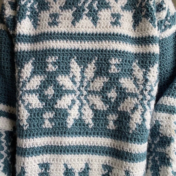 Hand Knit Womens Crochet Winter Snowflake Chunky … - image 6