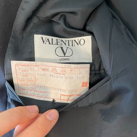 Valentino Mens Oversized Black 100% Wool Double B… - image 2