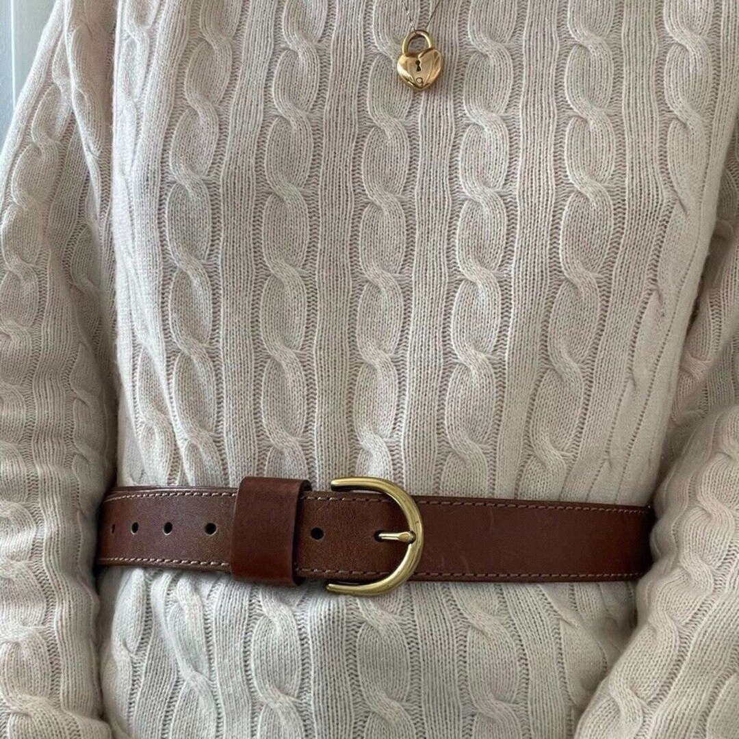 Fossil Women Belt‎ Leather Classic Brown Belt Brass Buckle Size Medium s-l400.jpg main image 2