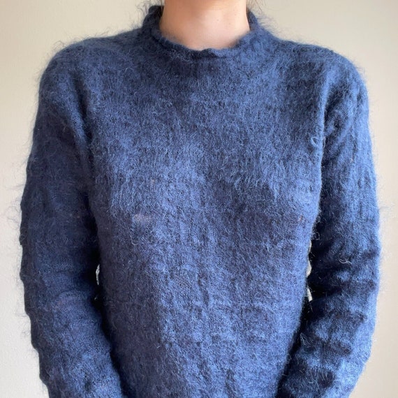 Vintage 90s Womens Esprit Blue Mohair Blend Overs… - image 6