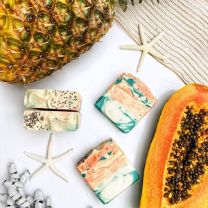 Summer Soap /Beach Soap/ Natural Oils/ Cold process Handmade Soap/ PINEAPPLE PAPAYA SOAP