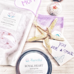 Muttertagsgeschenk / Seifengeschenk / Lavendelseife, Körperbutter und Badegetränk / Handgemachtes All Natural / LAVENDEL GESCHENKSET
