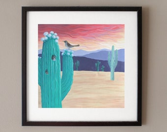 Desert Sunset Print - Saguaro Cactus Print - Cactus Wall Art - Desert Landscape Art - Southwest Wall Decor