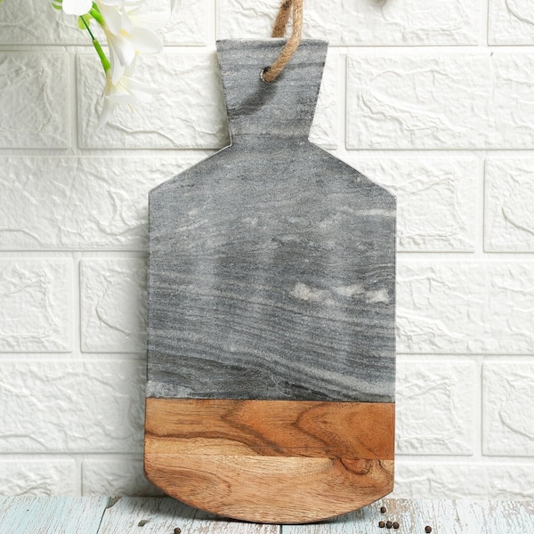 Marble and wood cutting board with handle stone chopping board chopping board Decorative cheese board for kitchen gift for her