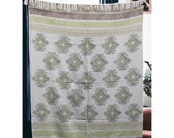 Hand block Printed Cotton Handmade Throw Blanket Picnic Throw, Decorative Sofa Throw, Boho Chick Blanket