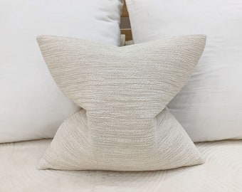 Ivory Textured Cotton Cushion Cover Boho Pillow Cover Rug Design Cushion Cover