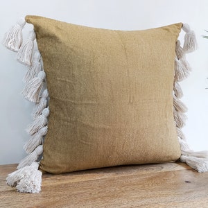 Mustard Chenille 20X20Handmade Cushion Cover with tassels Cushion Cover Couch Pillow cover Square Cushion Cover image 10