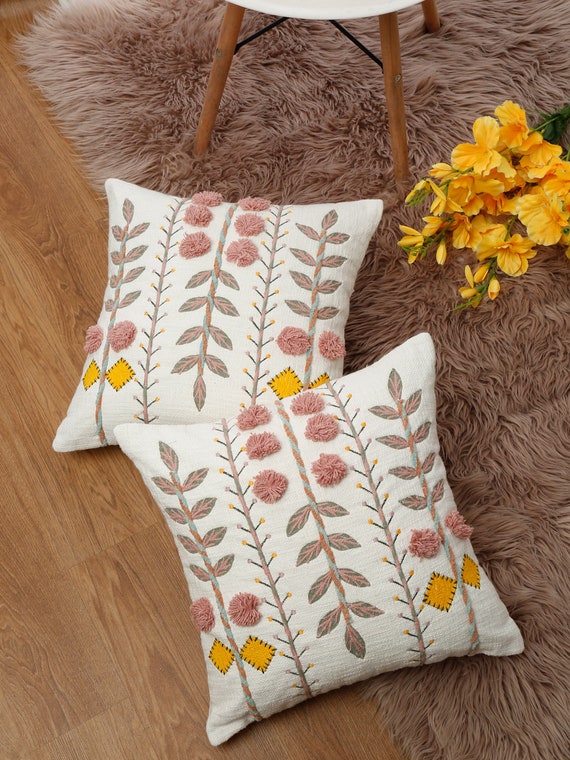 Housse de coussin de canapé : 45x45 Coton Linen Square Pillow Cover with  Tassels - Bohemian Decor Home