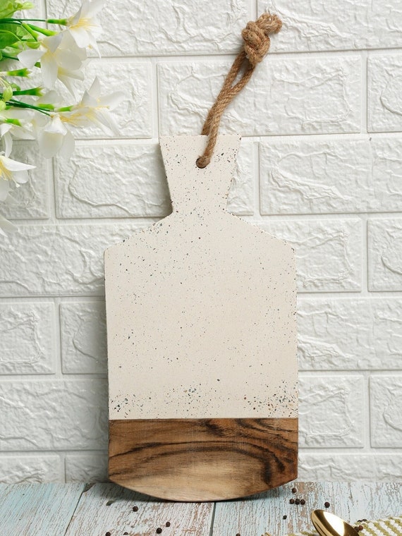 Marble and Wood Cutting Board With Handle Stone Chopping Board