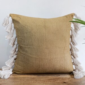 Mustard Chenille 20X20Handmade Cushion Cover with tassels Cushion Cover Couch Pillow cover Square Cushion Cover image 8