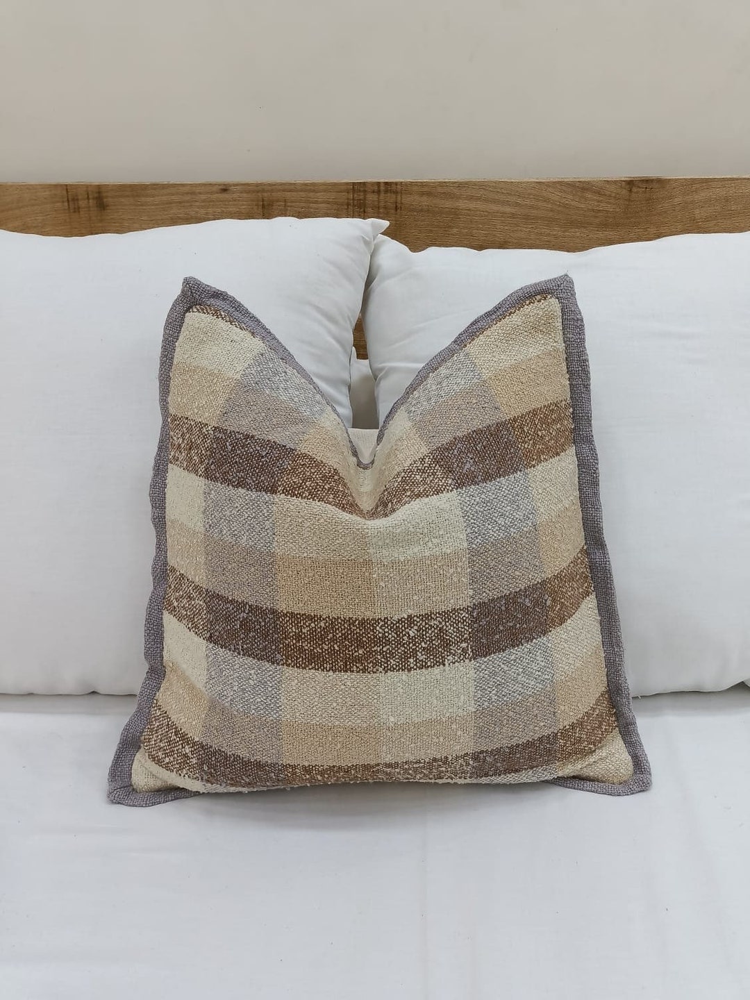Check Pattern Cotton Cushion Cover Boho Pillow Cover Rug Design Cushion ...