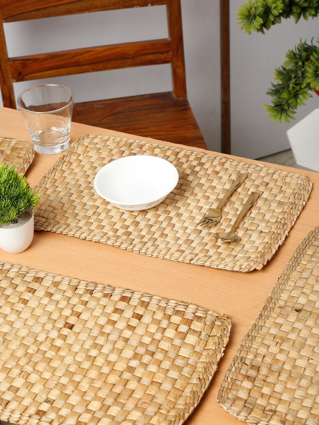 Set of 4 Seagrass Placemats for Dining Table Rectangle Seagrass Placemats Creative Gift for