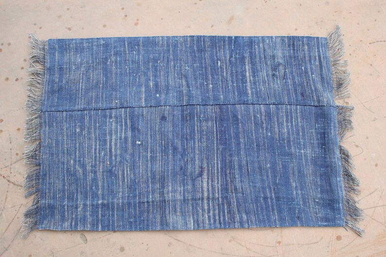 Blue Textured Linen Table Place Mat Set of 4 Printed Place Mat Rustic Place Mat Boho Decor Moroccan Decor image 2