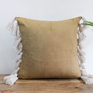 Mustard Chenille 20X20Handmade Cushion Cover with tassels Cushion Cover Couch Pillow cover Square Cushion Cover image 6