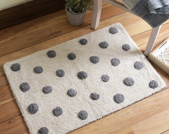 Grey and white Tufted Cotton Bath Mat Washable Bathroom Mat for gift