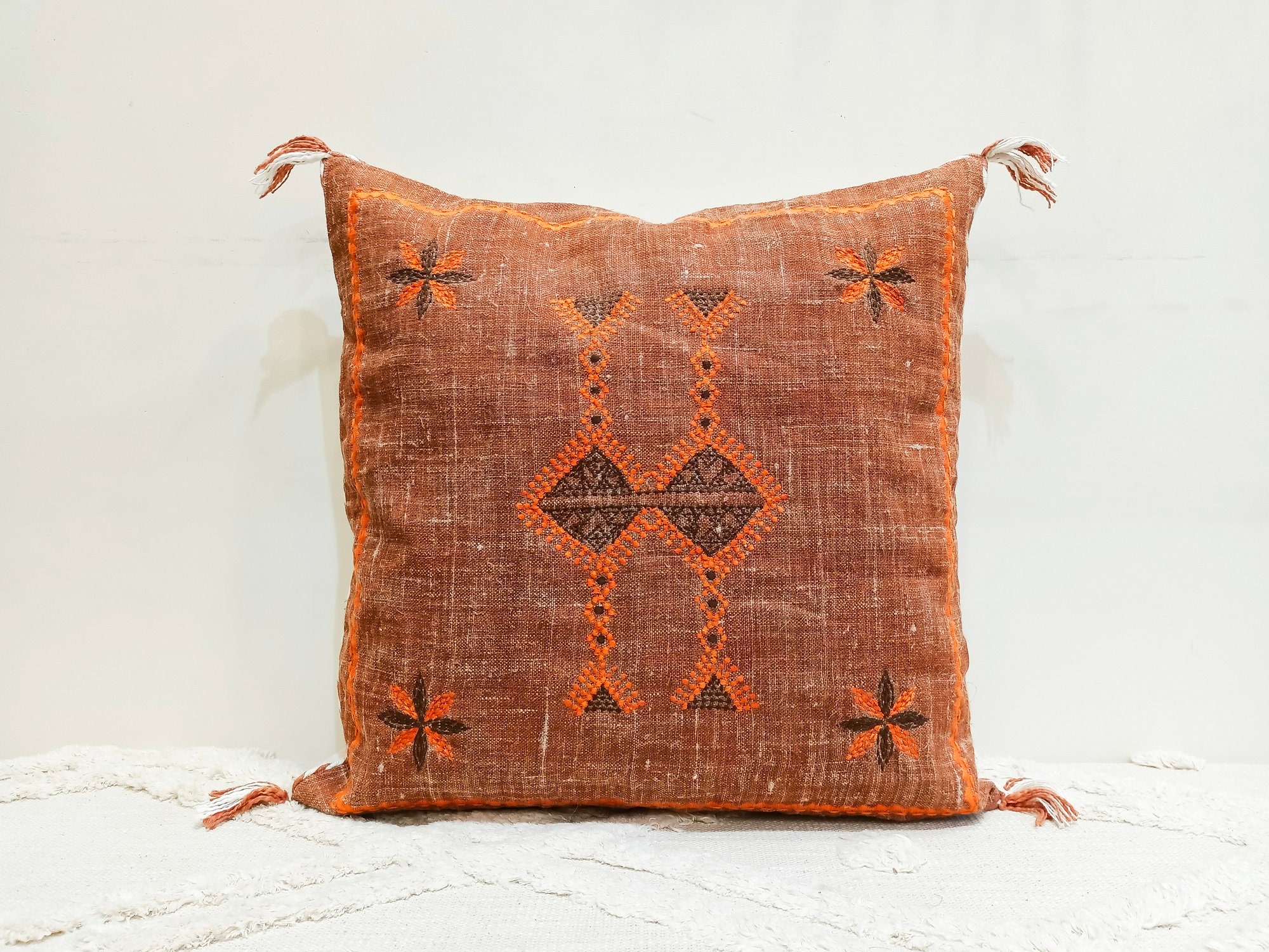 Moroccan Sabra Silk Inspired Handmade Cotton Pillow Cushion Cover Moroccan Sabra Silk Inspired Handmade Cotton Pillow Cushion Cover