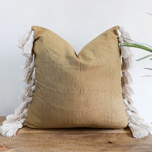 Mustard Chenille 20X20Handmade Cushion Cover with tassels Cushion Cover Couch Pillow cover Square Cushion Cover image 7
