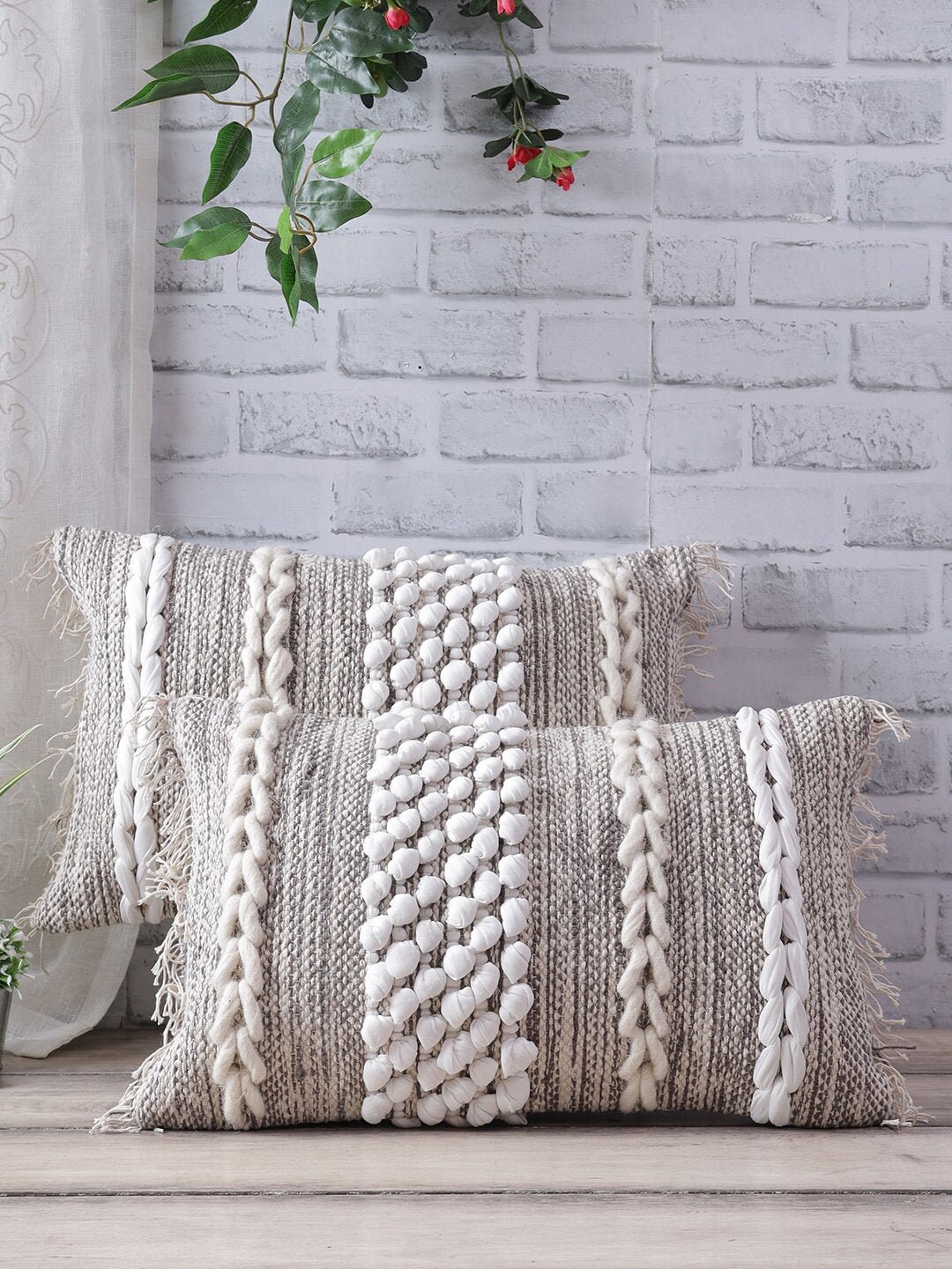 Handwoven Wool Cushion Cover 12 X 20 Rustic Rug Cushion Cover Etsy