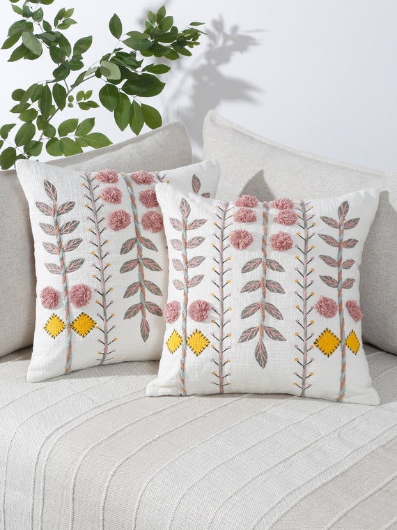 Decorative Handmade Embroidered Cushion Cover Sofa Cushion Home Gift Cushion  Cover Gift for Her 