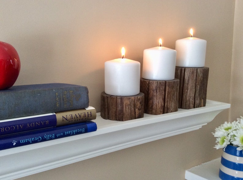 Pillar Candle Risers Wood Candle Stands Rustic Wood Risers Etsy