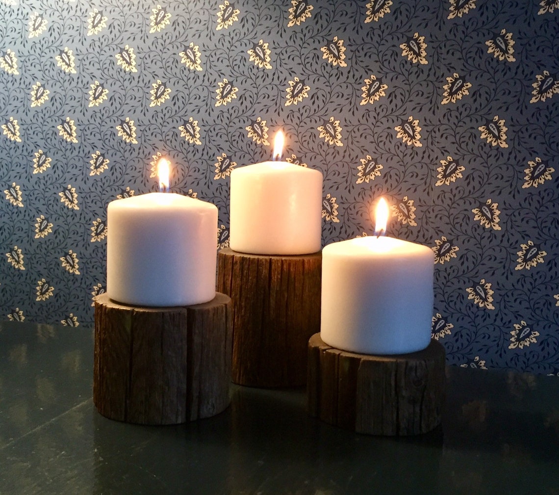 Pillar Candle Risers Wood Candle Stands Rustic Wood Risers Etsy