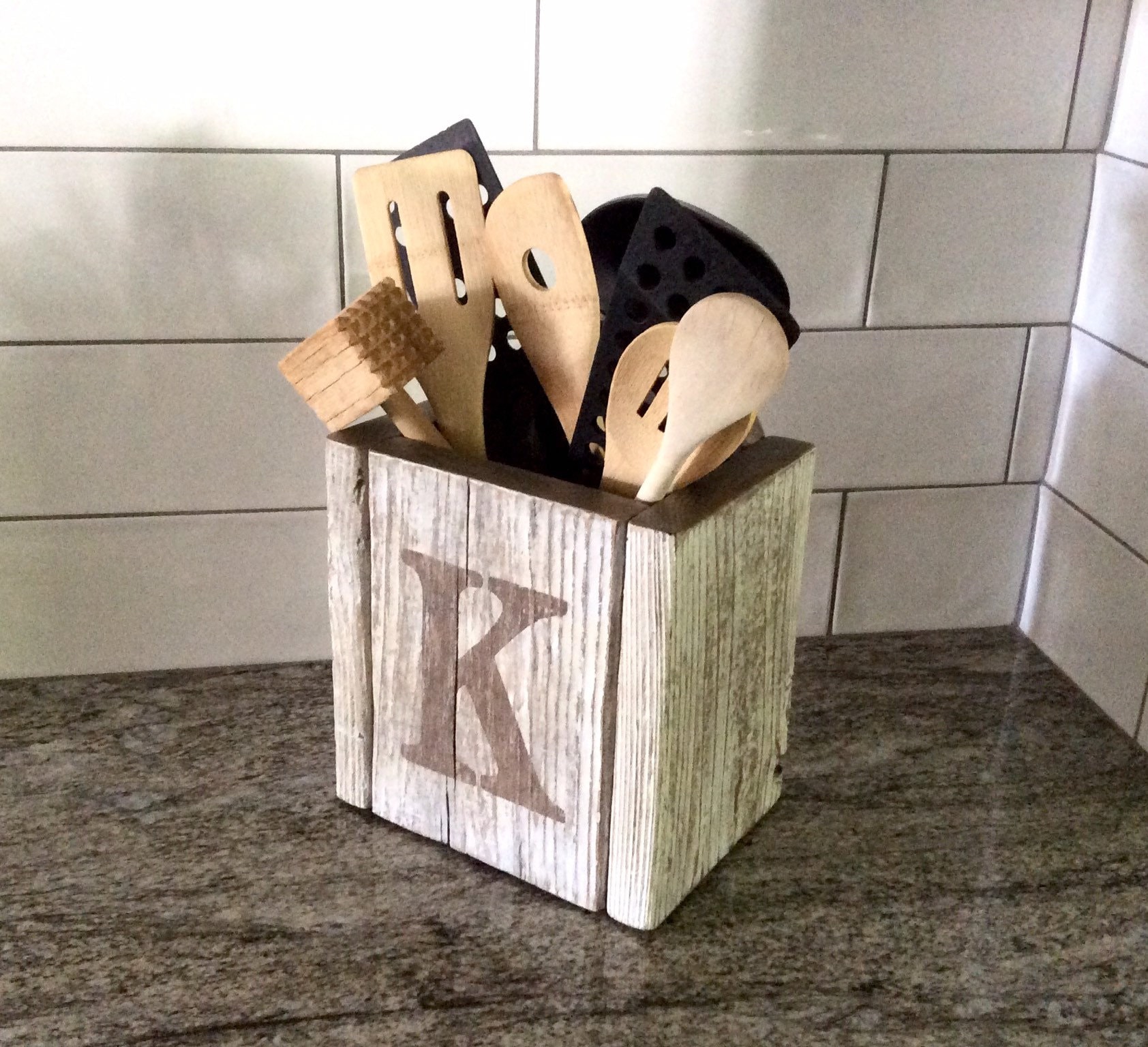 Custom Utensil Holder Personalized Utensil Holder Wood Etsy