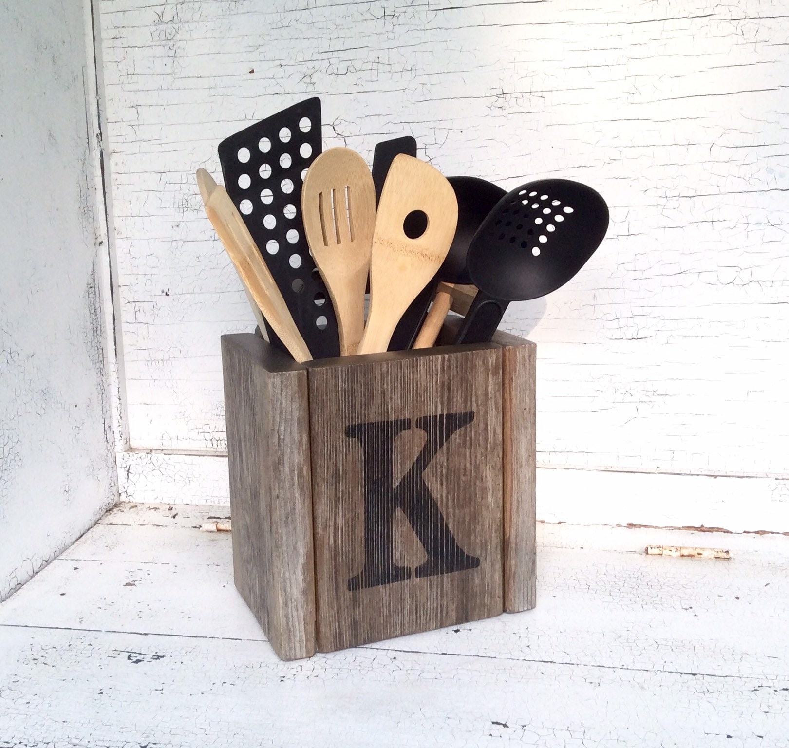 Custom Utensil Holder Personalized Utensil Holder Wood Etsy