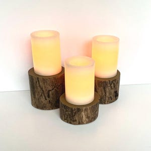 Rustic Wood Pillar Candle Holders, Farmhouse Decor Pillar Candle Stands, Set of 3 image 5