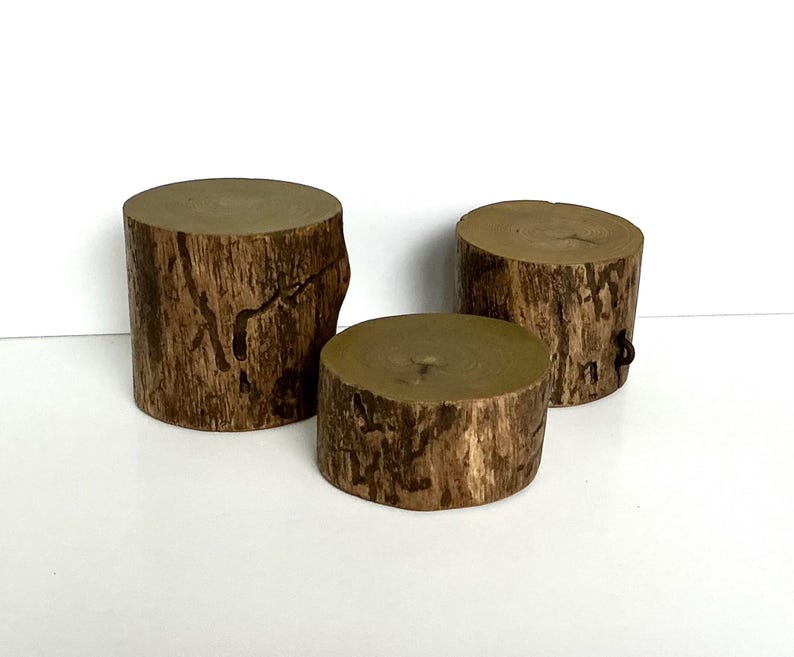 Rustic Wood Pillar Candle Holders, Farmhouse Decor Pillar Candle Stands, Set of 3 image 8
