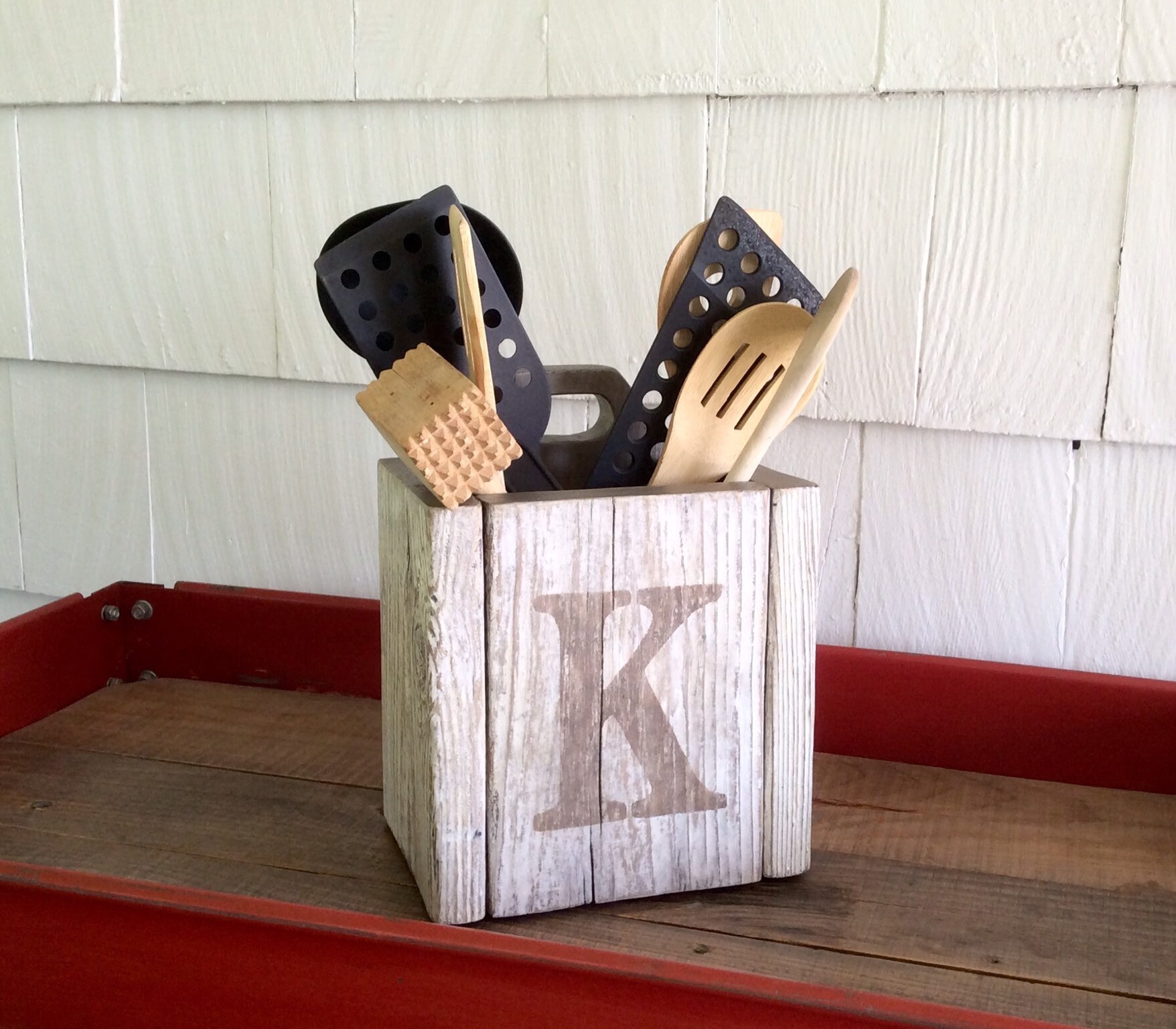 Custom Utensil Holder Personalized Utensil Holder Wood Etsy