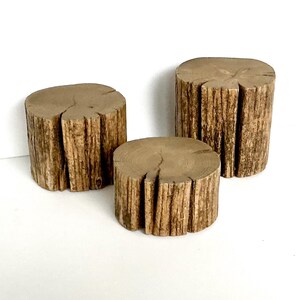 Rustic Wood Pillar Candle Holders, Farmhouse Decor Pillar Candle Stands, Set of 3 image 6