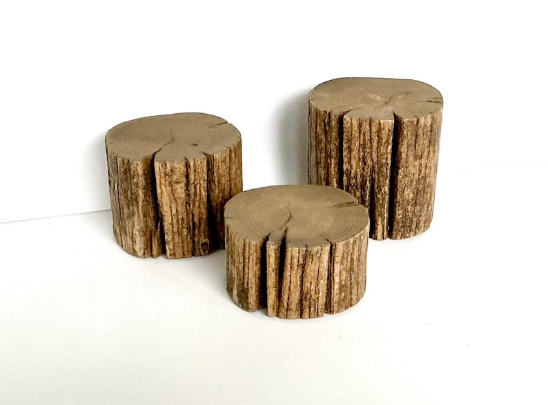 Rustic Wood Pillar Candle Holders, Farmhouse Decor Pillar Candle Stands, Set of 3 image 6