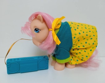 My Little Pony vintage G1 "Get Into The Groove" outfit incompleto con collezione di peluche retrò Peachy