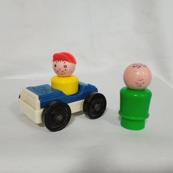 Fisher price Little People "Dos personas con coche" original colección vintage juguete retro bebé juguete