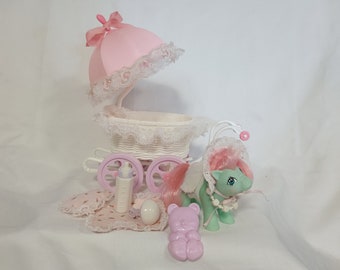 My Little Pony vintage G1 Playset Ponies "Baby Cuddles and Baby Buggy" colección retro de juguetes para bebés