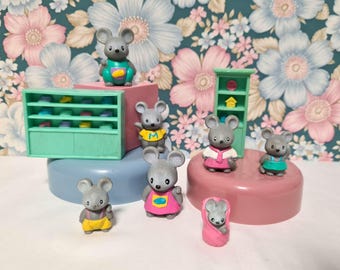 Takara Tomy Playmates vintagefigur "Musfamiljen", gammal retroleksakssamling från 1993-94, Secret Families
